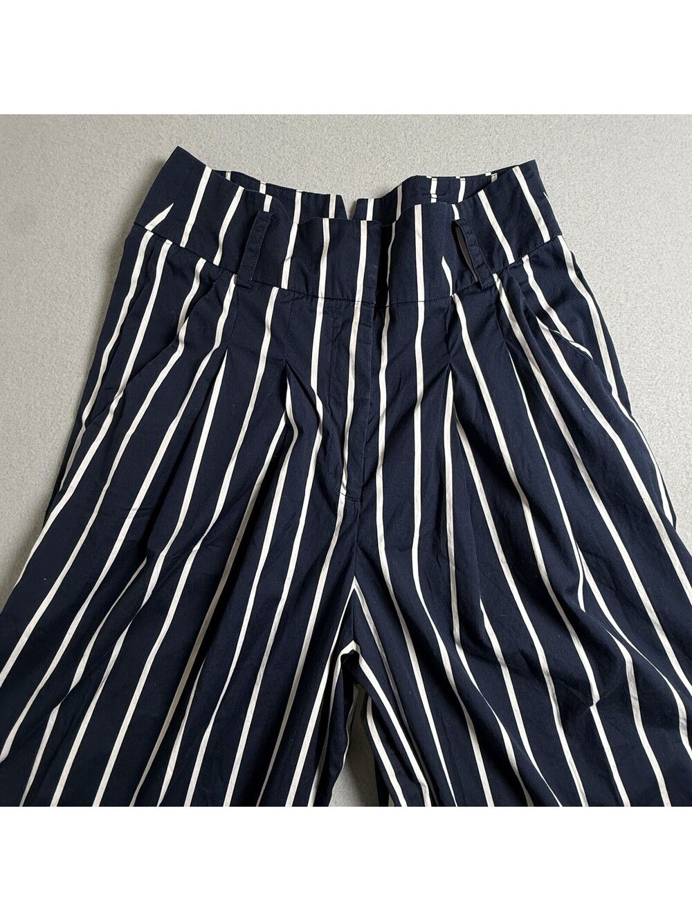 New Veronica Beard Pants Sz 8 Maliyah Cotton High Rise Wide Leg Blue NO BELT! - Picture 5 of 8